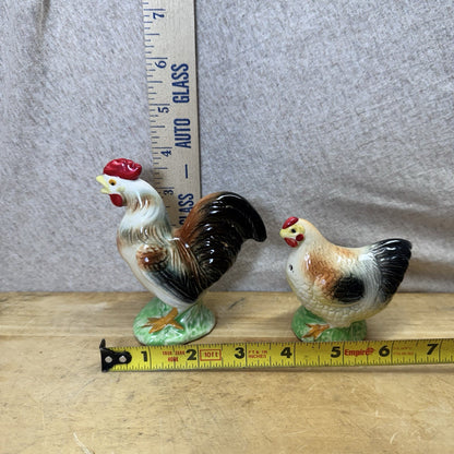 Vintage Rooster Hen Salt Pepper Shakers Japan