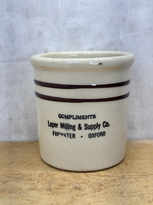 Laper Milling & Supply Co. Beater Jar Antique Fairwater Wisconsin #1126