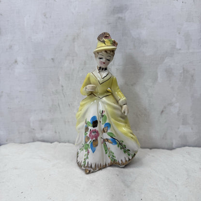 Yellow Dress Lady Figurine Vintage 