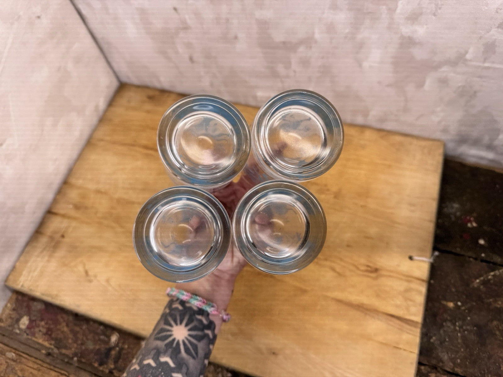 Blue Reindeer Set Of Four Clear Glass Vintage #1210