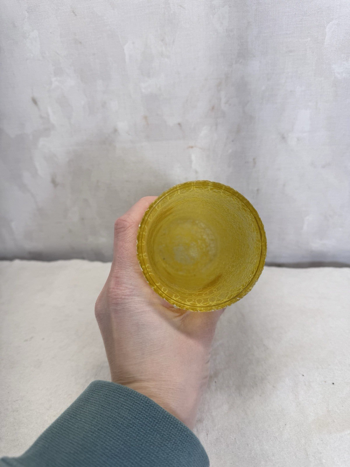 Vintage MCM 1960s Spaghetti String Yellow Glass