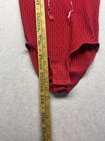 1990s Youth Red Sleeveless Knit Body Suit Size 10/12