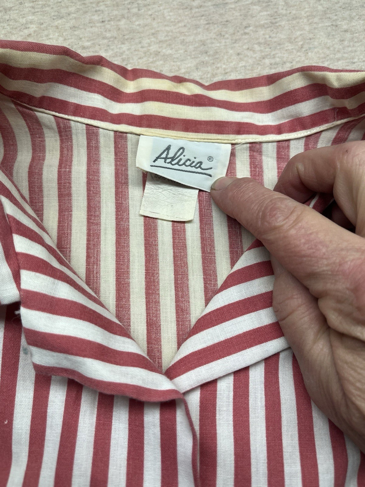 1970s, 80s Women’s Red Striped Cotton S Sleeve Alecia Shirt
