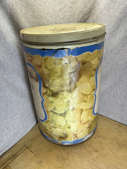 Vintage A&P Jane Parker Potato Chips Tin Canister 1 lb Copper
