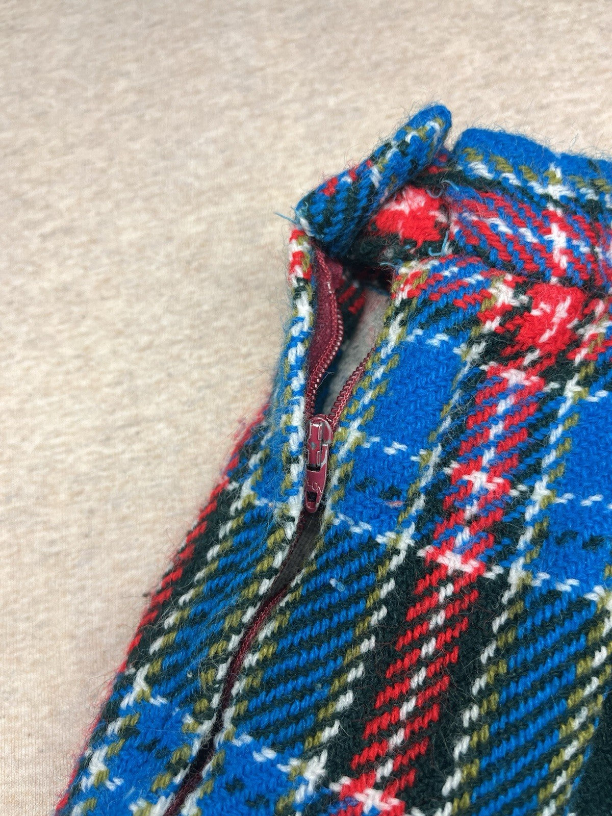 1960s Blue Plaid Wool Skirt
