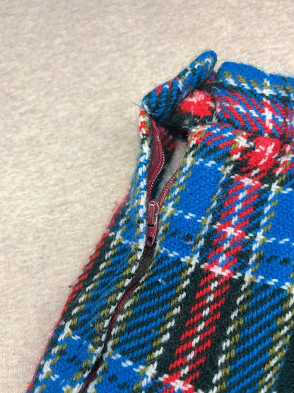 1960s Blue Plaid Wool Skirt