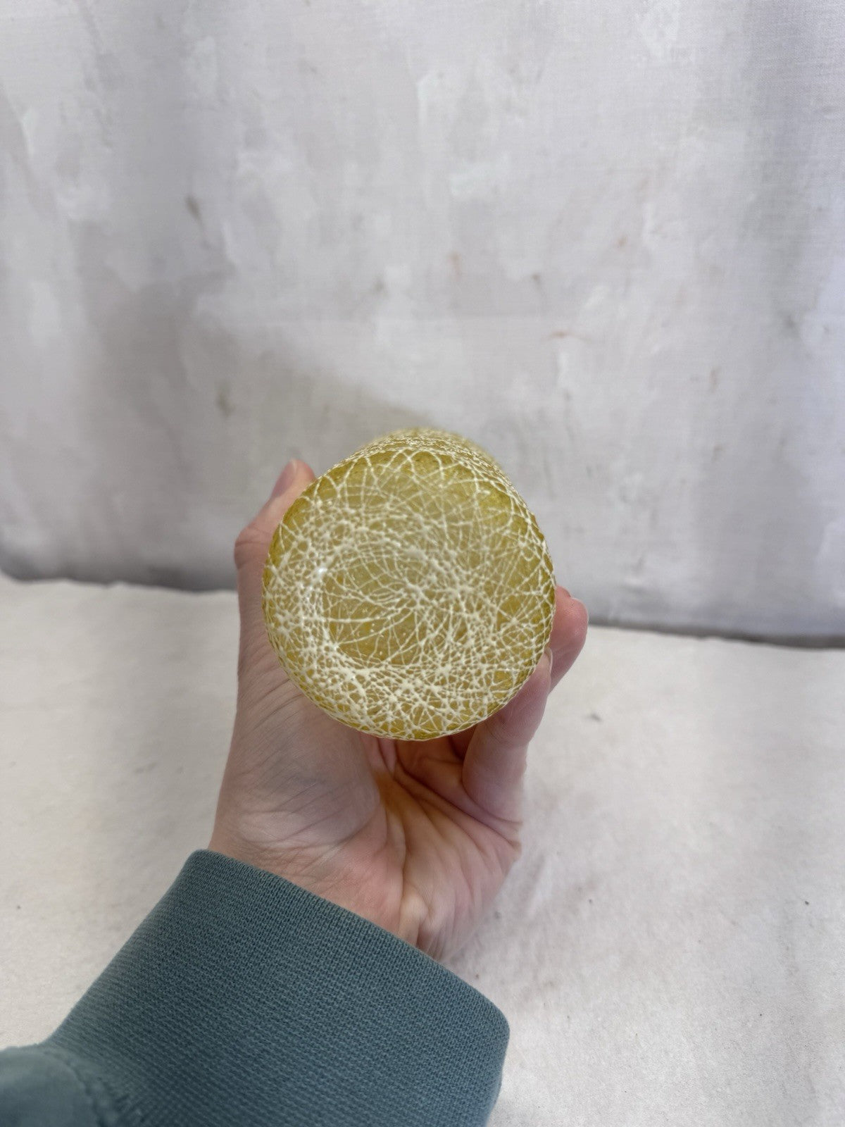 Vintage MCM 1960s Spaghetti String Yellow Glass