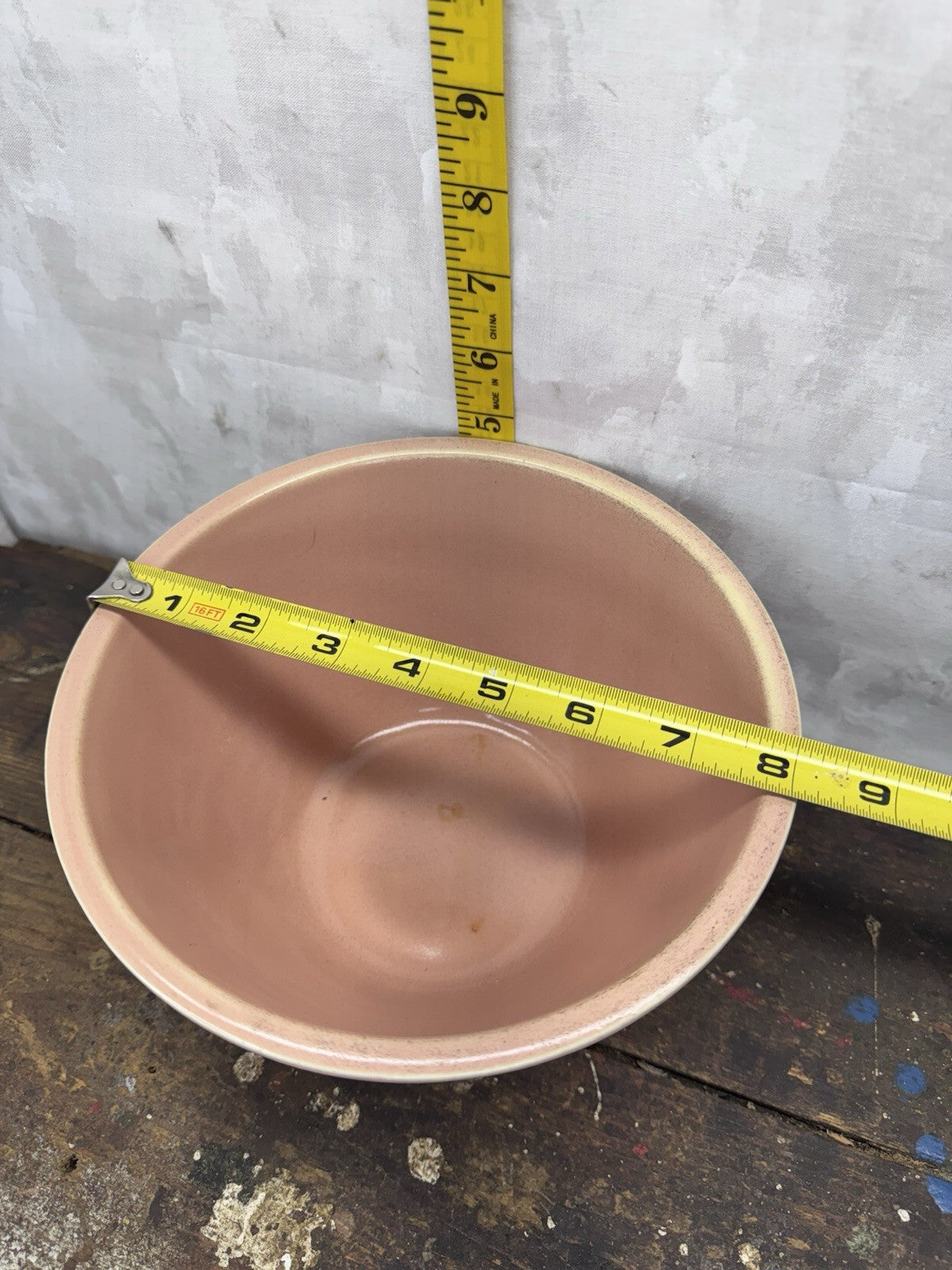 1940's Robinson Ransbottom Pottery Roseville Pastel Pink Glazed Mixing Bowl 1199