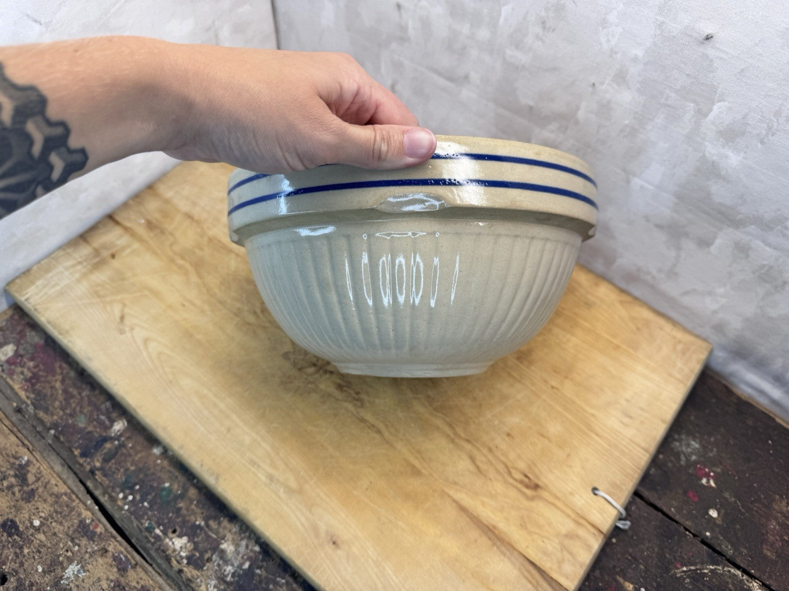 Stoneware Bowl Antique #1311