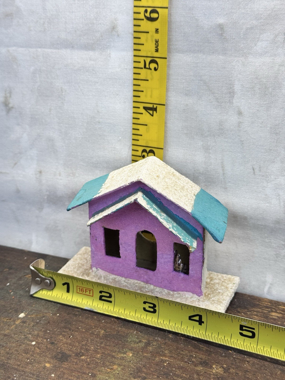 Pink Small Putz House Christmas Antique #1366