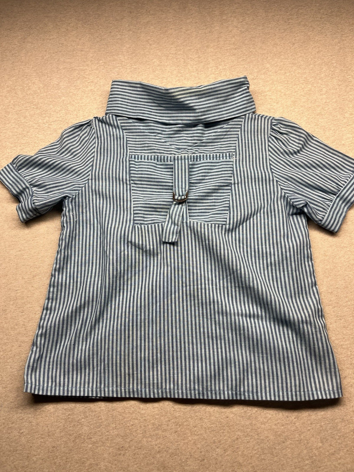 1980s Women’s Blue Striped Cotton Top