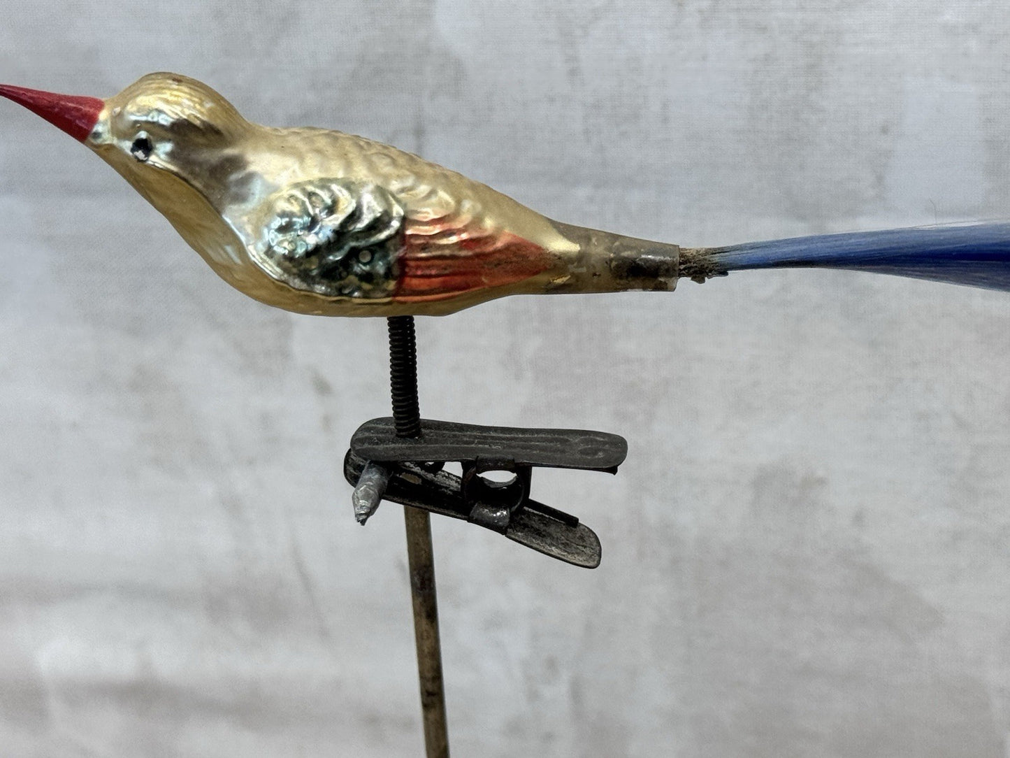 Antique Glass Bird Clip On Ornament #1488