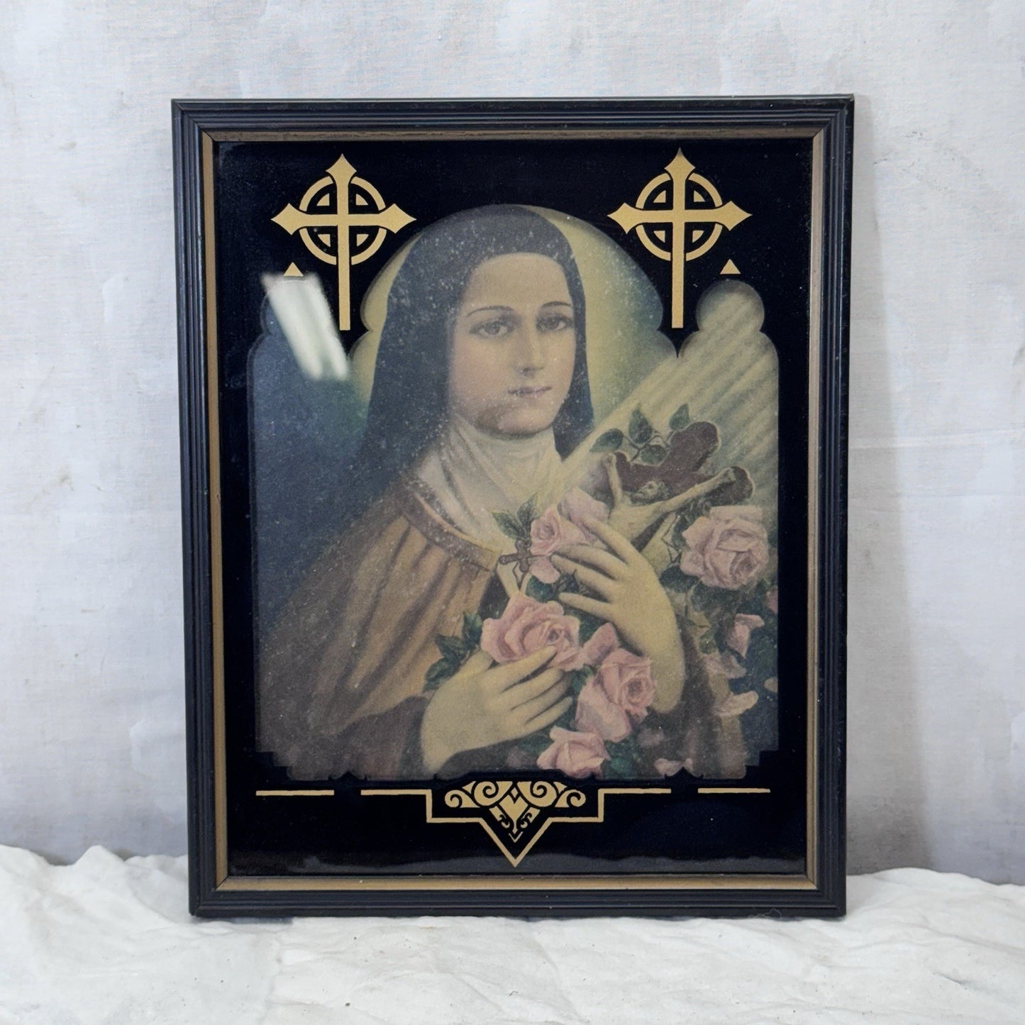 Portrait St. Theresa Framed Religious Wall Art Vintage