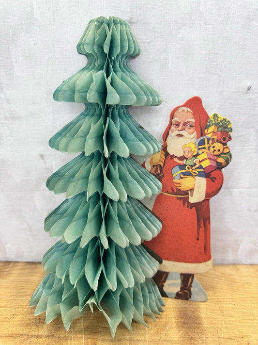 Vintage 1940s Christmas Santa Claus Tissue Tree Decoration #1267