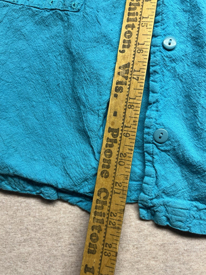 1980s Women’s Blue Cotton Sleeveless Shirt 