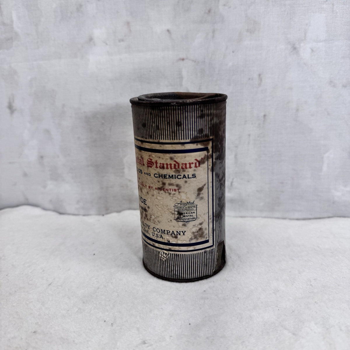Dental Standard Zinc Oxide Paper Label Tin Can Vintage 