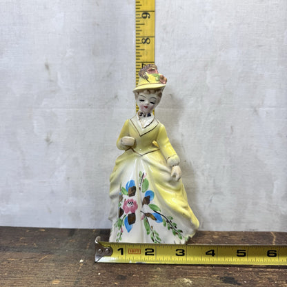 Yellow Dress Lady Figurine Vintage 