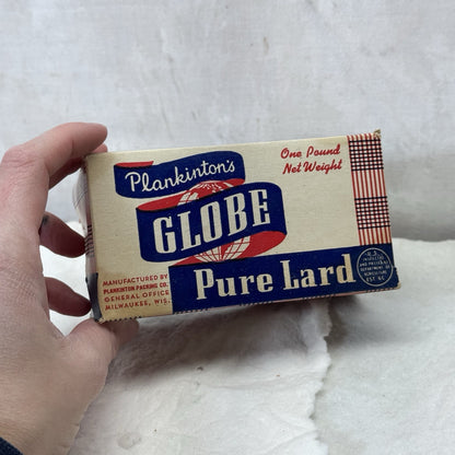 Plankintons Globe Pure Lard Waxed Box Container Empty Vintage