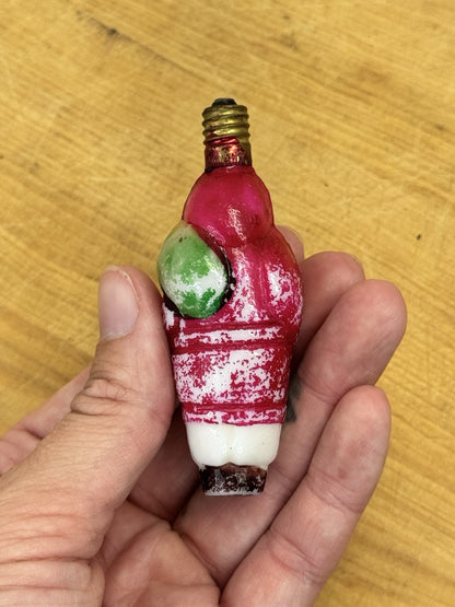 Santa Claus Christmas Bulb Milk Glass Vtg #1332