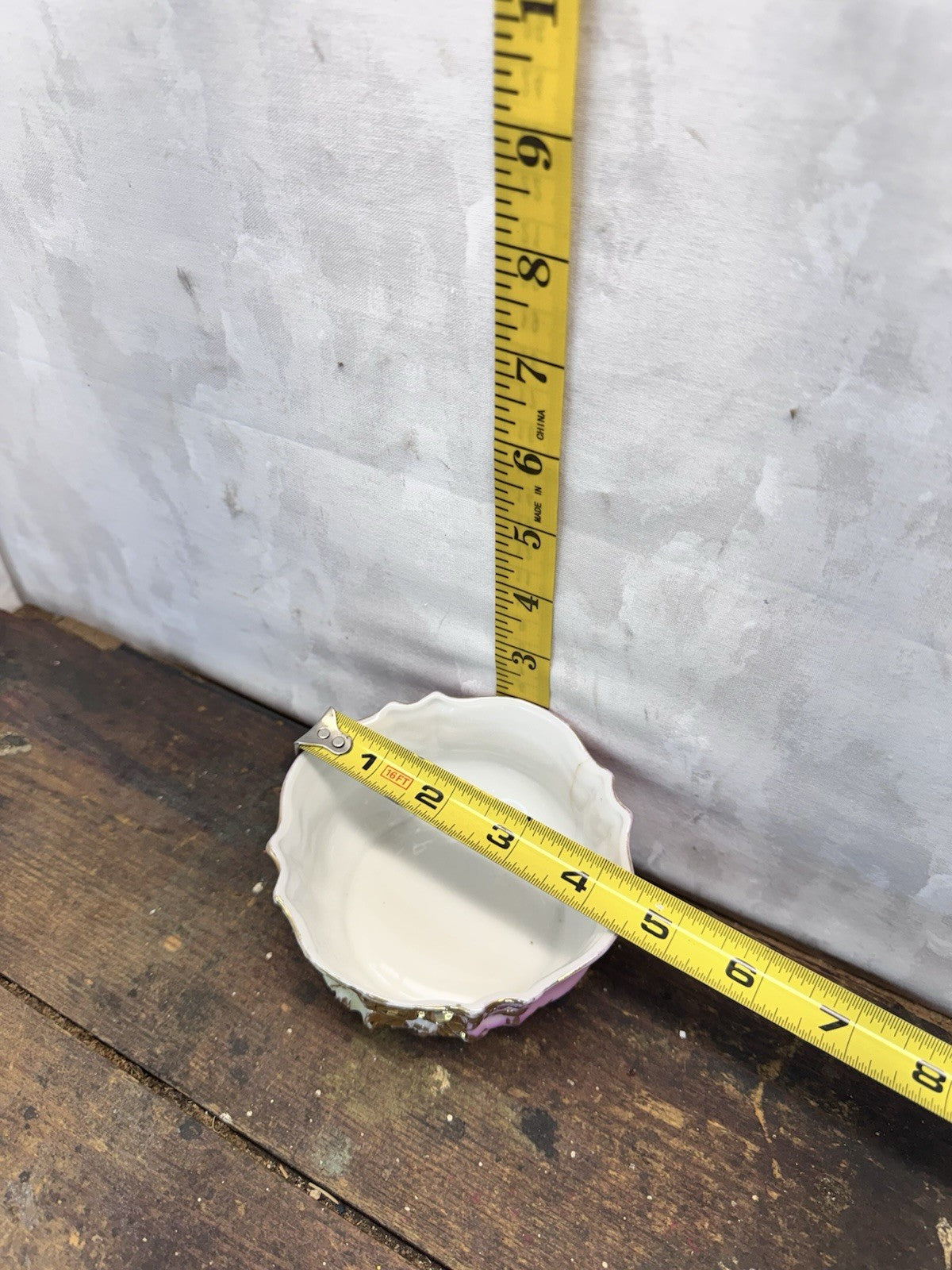 Porcelain Decorative Bowl Gold Painted Accents Pink Antique #1430