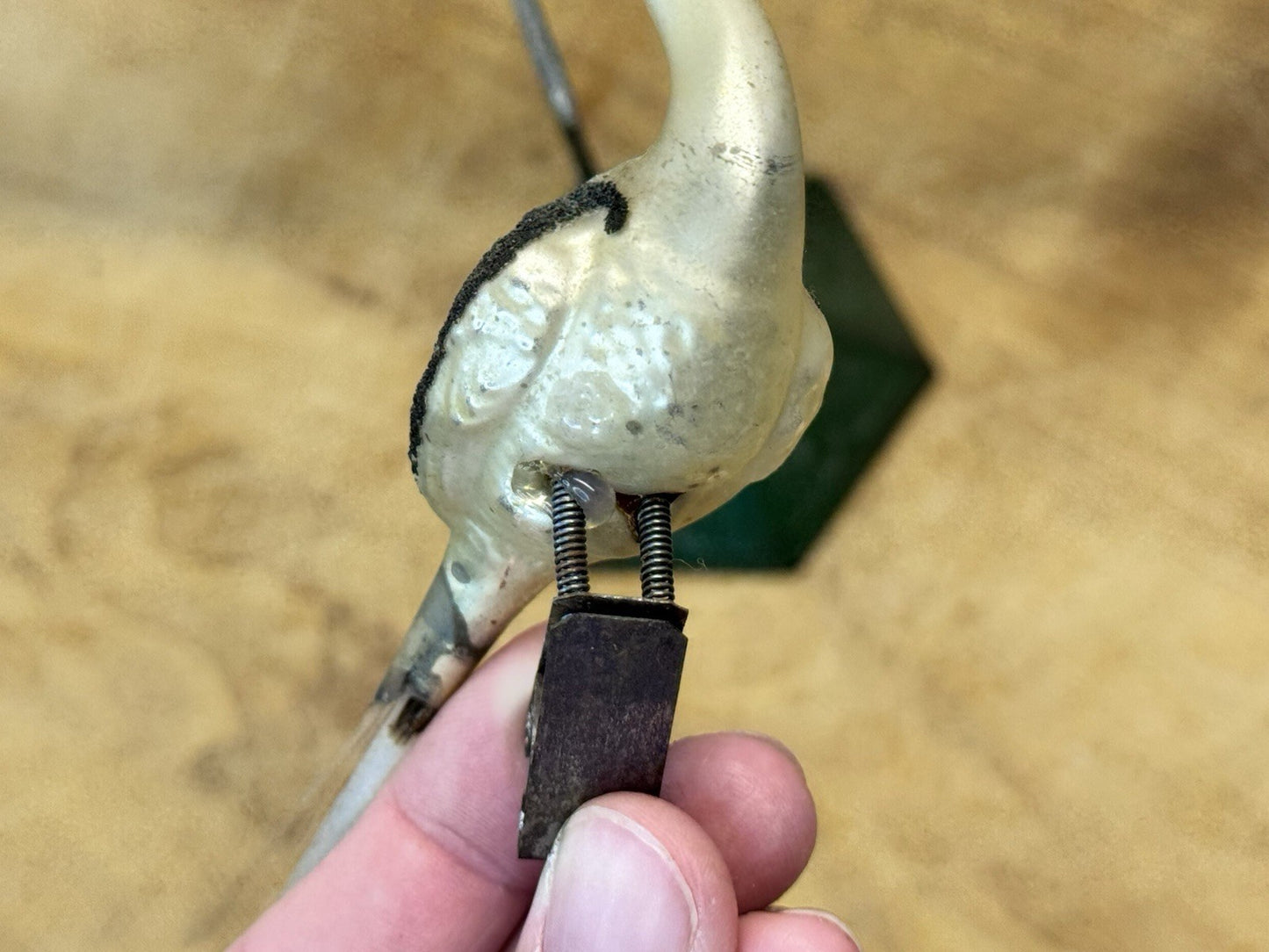 Antique Glass Bird Clip On Ornament #1491