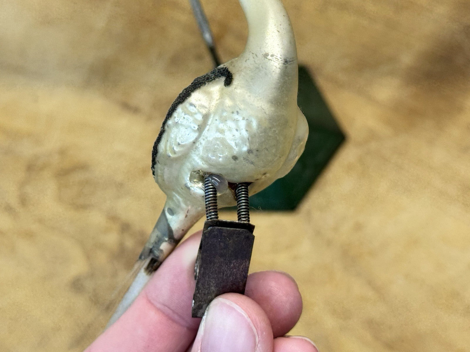 Antique Glass Bird Clip On Ornament #1491
