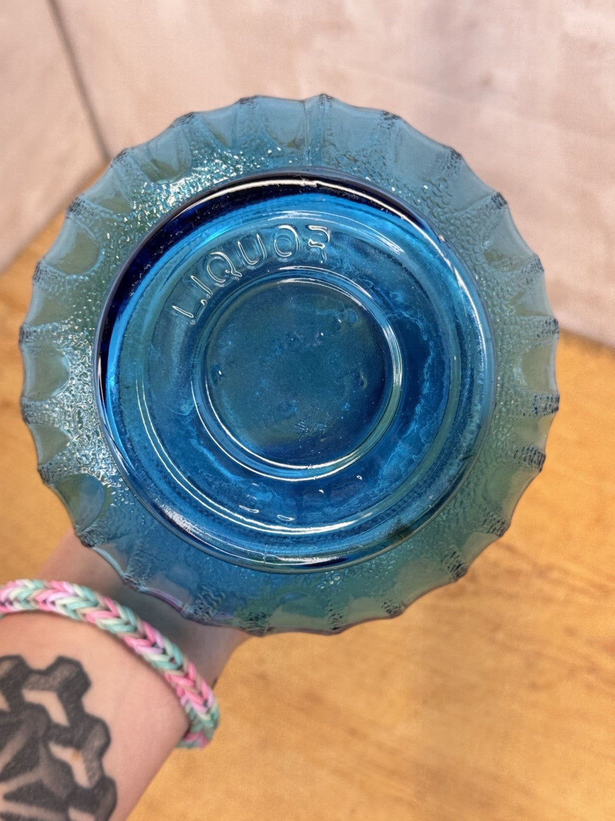 Vintage Blue Empty Liquor Bottle #1105