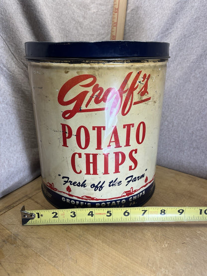Vntage Groff's Potato Chip Tin 32 oz 2 LBS - Bowmansville, PA