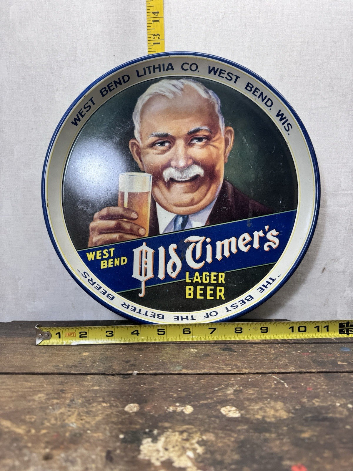 West Bend Old Timers Lager Beer Tray Wisconsin Vintage