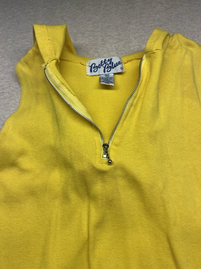 1990s Women’s Yellow Sleeveless W/hood Knit Body Suit 