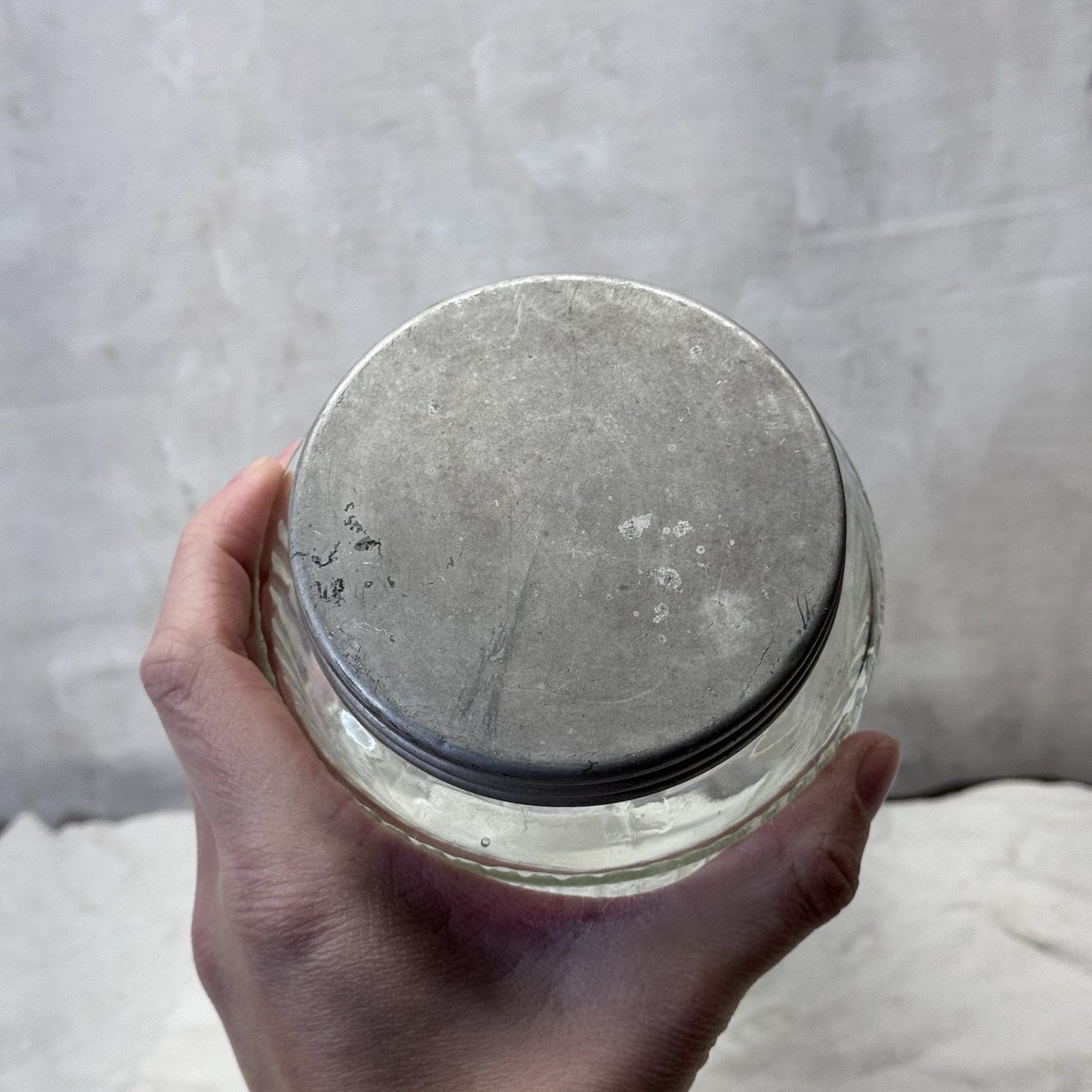 Hoosier Ribbed Clear Jar Tall Vintage Glass