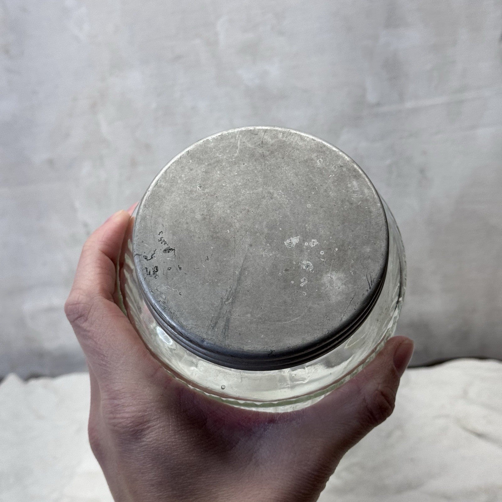 Hoosier Ribbed Clear Jar Tall Vintage Glass