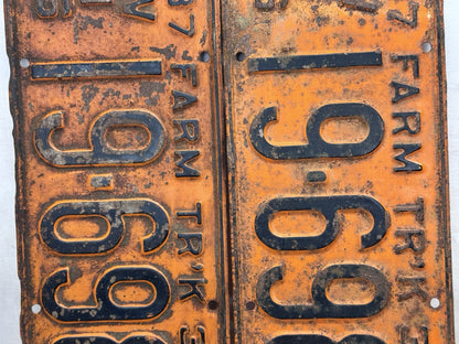 1937/1938 Pair Of Wisconsin Farm Truck Plates #1187