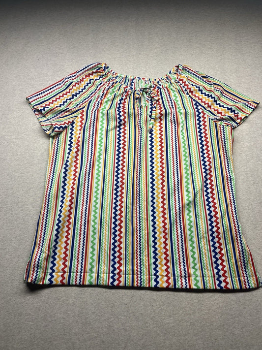 1970s Women’s Crazy Stripe S Sleeve Knit Shirt
