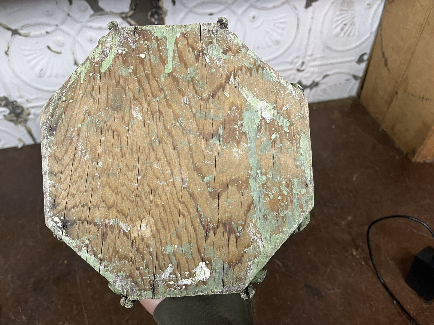 Primitive Antique Early 1900s Green Twig Basket W/Patina, Home Decor