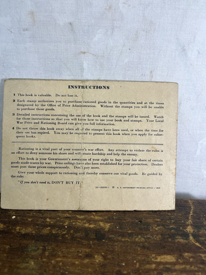 U.S. WWII World War II Ration Book No. 3 w/Stamps Vintage