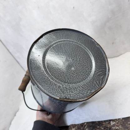 Creamer Can Enamelware Mottled Grey Swirl Splatter Vintage No Lid