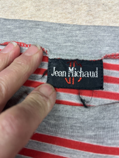 1980-90s Women’s Grey & Red Stripe Knit Sleeveless Top