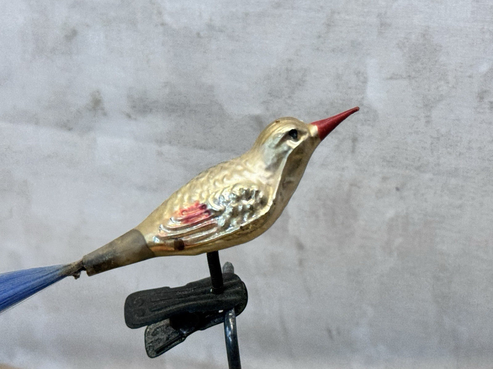 Antique Glass Bird Clip On Ornament #1488