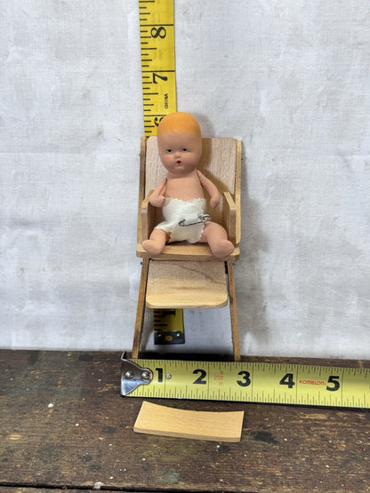 Vintage Kerr & Hinz Model H Painted Bisque Baby w/High Chair #S-1812 W/box