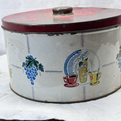 Vintage Rustic Kitchen Cake Canister Tin