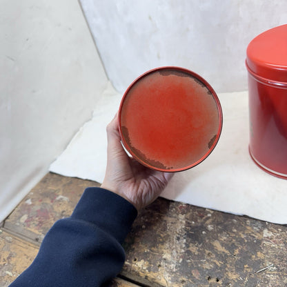 Red Nesting Kitchen Canister Set Of 3 Vintage