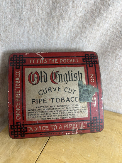 Old English Curve Cut Vintage Empty Tin