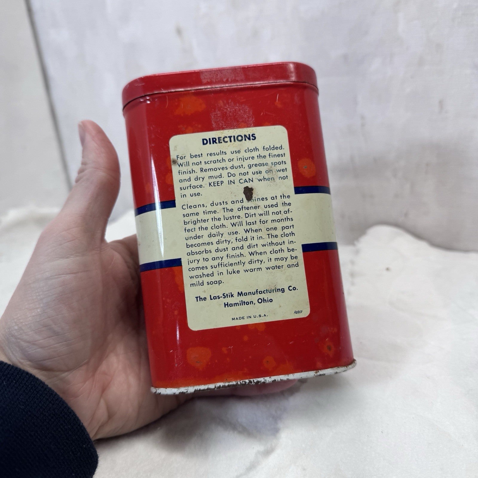 Las Stik Car And Home Cloth Tin Vintage