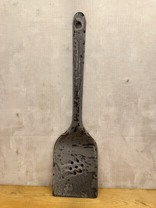 Grey Enamel Splatter Spatula Antique #1186
