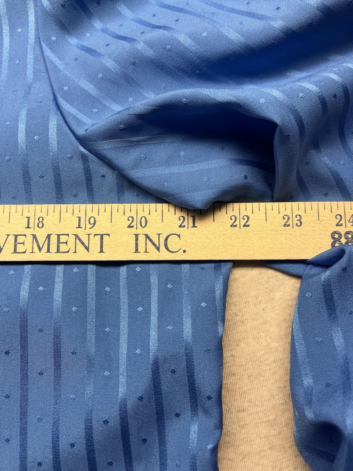 1970s, 80s Women’s L Sleeve Blue Striped Nylon Ruffled Top