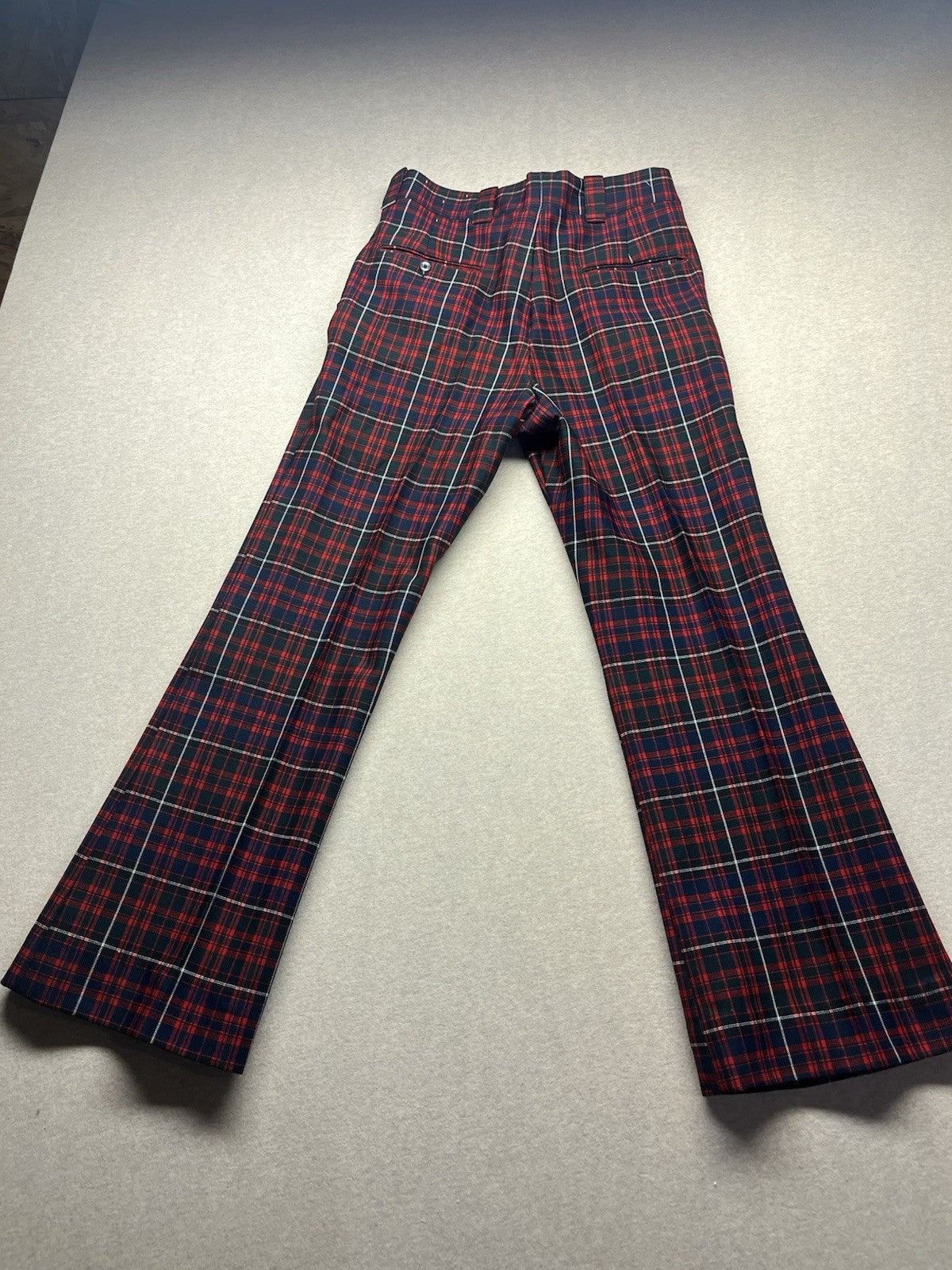 1970s Men’s Levi Red Plaid Knit Flared Pants