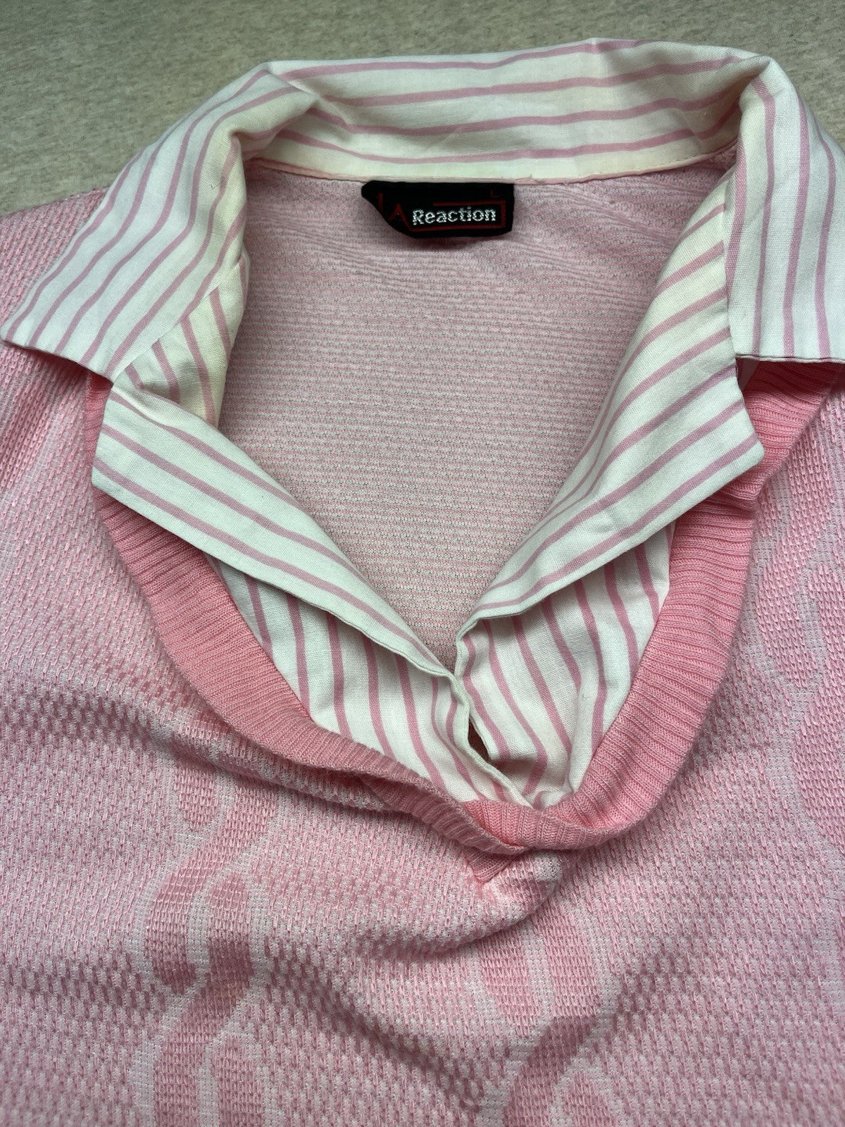 1970-80s Women’s Pink Striped S Sleeve Knit Top