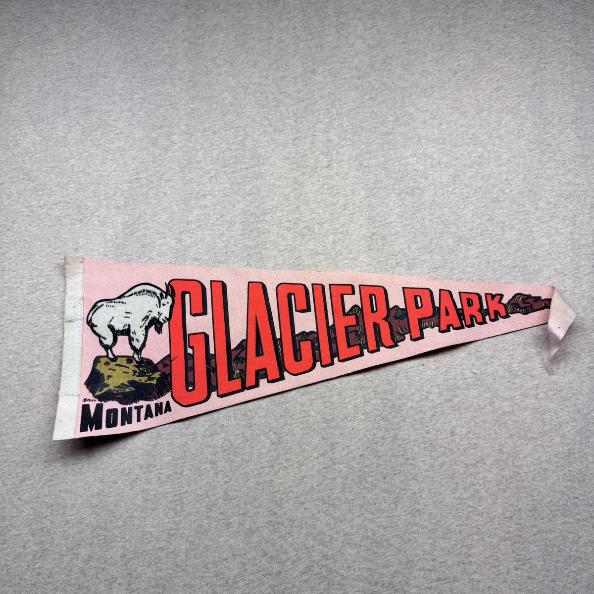 Glacier Park Montana Vintage Fabric Pennant Banner Flag Souvenir 