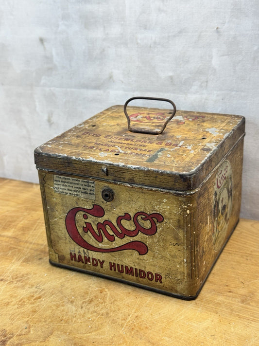 Cinco Empty Handy Humidor Tin Box Vtg #1290